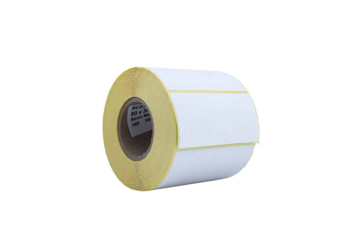 Rollo de 1000 Etiquetas Blanco Mate 80 x 39mm - Imagen 1