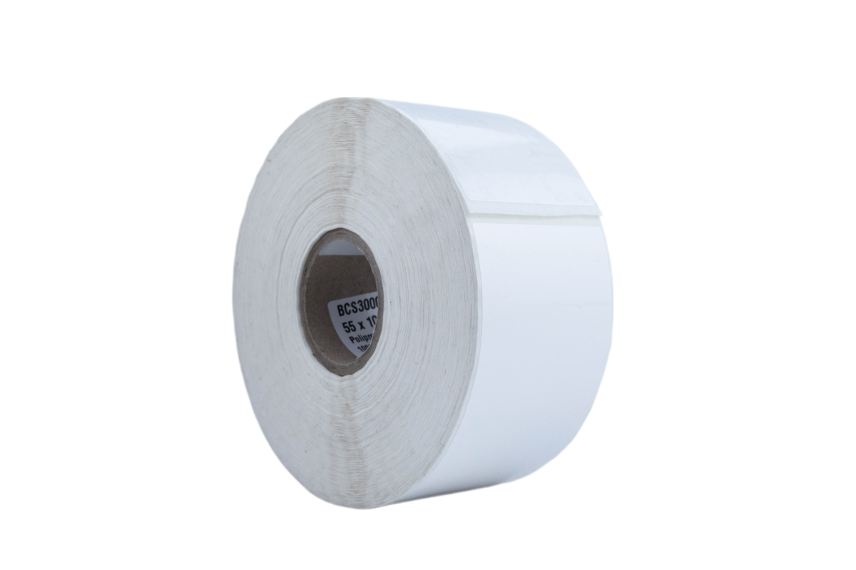 Rollo de 1000 Etiquetas Polipropileno Blanco 55 x 100mm - Imagen 1